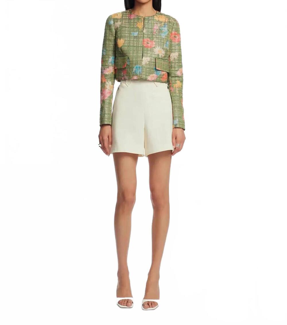 NEW LELA ROSE floral raffia jacket in cactus